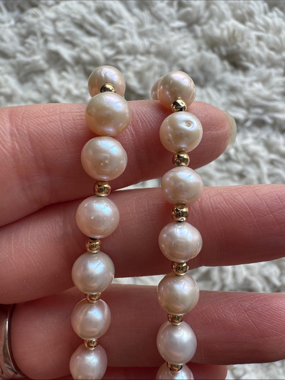 14k Pearl Necklace and Bracelet Set - Picture 3 of 6